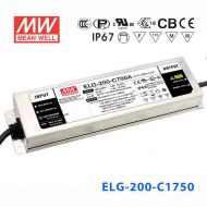 ELG-200-C1750A   200W 57~114V 1750mA   A型(電流可調(diào)/鋁殼IP65/100～305Vac輸入)明緯PFC防水高壓恒流LED電源