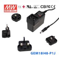 GEM18I48-P1J 18W48V0.38A輸出明緯高能效可換插頭醫(yī)療電源適配器