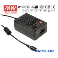 GSC25B-1400   25W   9~18V  1400mA  恒流輸出帶PFC功能塑殼外置桌面型LED專用適配器電源