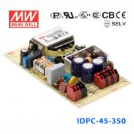 IDPC-45-350  45W  57~95V 350mA 恒流輸出帶PFC功能無頻閃低損耗PCB型明緯LED二合一調(diào)光電源