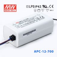 APC-12-700 12W 9-18V    700mA 明緯牌恒流輸出防水塑殼LED照明電源
