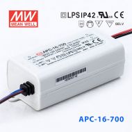 APC-16-700 16W 9-24V   700mA 明緯牌恒流輸出防水塑殼LED照明電源