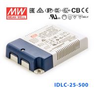 IDLC-25-500 25W 35~50V 500mA 恒流輸出無頻閃二合一調(diào)光明緯LED開關(guān)電源