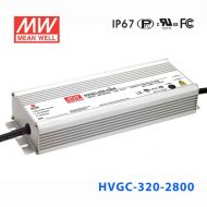 HVGC-320-2800B 320W 2800mA 118Vac   輸入強(qiáng)耐環(huán)境PFC高效鋁殼IP67防水LED恒流電源(控制線三合一調(diào)光)