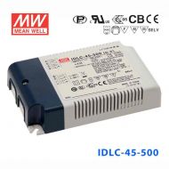 IDLC-45-500  45W 54~90V 500mA   恒流輸出無頻閃二合一調(diào)光功能明緯LED開關(guān)電源