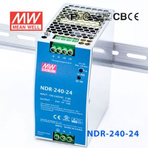 NDR-240-24 240W 24V10A單路輸出明緯超薄型PFC導(dǎo)軌安裝電源