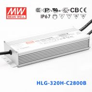 HLG-320H-C2800B 320W 寬范圍輸入 57~114V 2800mA  強(qiáng)耐環(huán)境高壓恒流輸出PFC高效鋁殼IP67防水LED電源