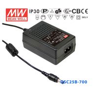 GSC25B-700   25W   18~36V  700mA  恒流輸出帶PFC功能塑殼外置桌面型LED專用適配器電源