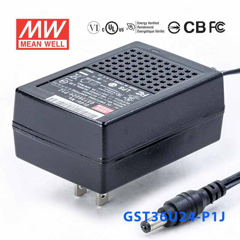 GST36U24-P1J 36W 24V1.5A高效能低空載損耗綠色節(jié)能美規(guī)適配器