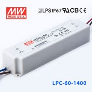 LPC-60-1400 60W 1400mA恒流輸出明緯牌IP67防水塑殼LED電源